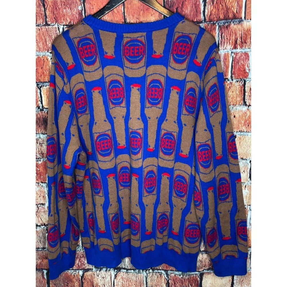 Alex Stevens Beer All Over Print Knit Large Crew Neck Men Sweater Ugly Christmas - Picture 2 of 3
